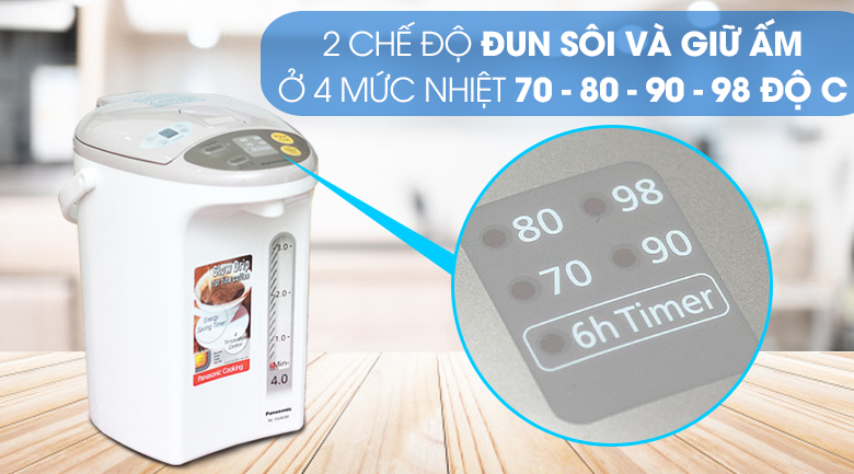 Bình thủy điện Panasonic NC-EG4000CSY 4 lít Bình thủy điện Panasonic NC-EG4000CSY 4 lít - Chế độ đun