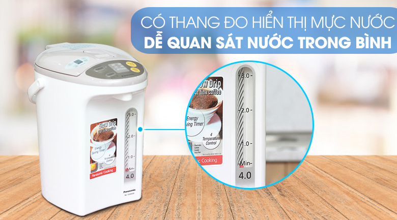 Bình thủy điện Panasonic NC-EG4000CSY 4 lít Bình thủy điện Panasonic NC-EG4000CSY 4 lít - Thang đo nước