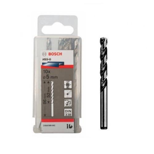 Bộ mũi khoan sắt Bosch 6mm HSS-G (Hộp 10 mũi) Mũi khoan sắt HSS-G 5mm Bosch 2608595062 (hộp 10 mũi)