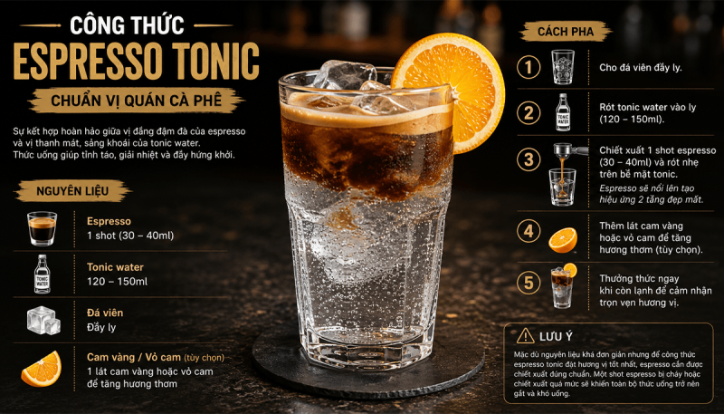 Công thức espresso tonic giải nhiệt cho mùa hè thơm ngon chuẩn quán