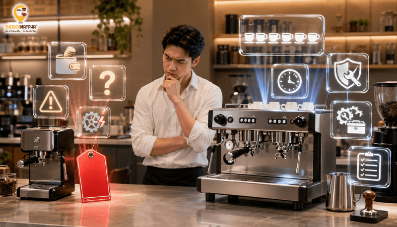 Máy pha cà phê công suất nhỏ có phù hợp để kinh doanh không? Kinh nghiệm chọn máy cho quán nhỏ