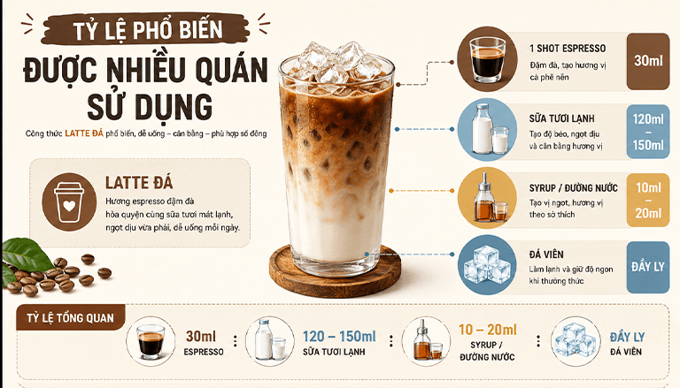 Công thức latte đá đang được nhiều quán cafe sử dụng hiện nay