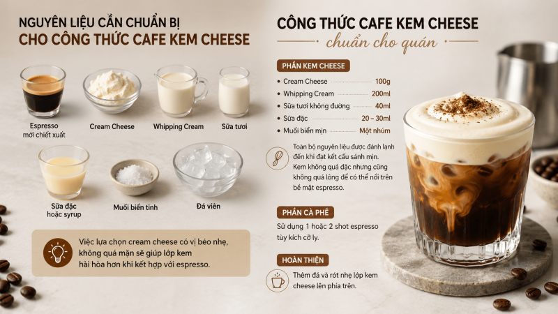 Công thức cafe kem cheese dễ tạo điểm nhấn menu và thu hút khách hàng
