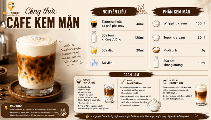 Công thức cafe kem mặn phù hợp menu mùa hè