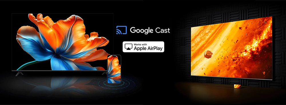 Google Tivi Xiaomi S Mini LED 4K 65 inch L65MC-SSEA Tivi hỗ trợ trình chiếu qua Google Cast và Apple AirPlay