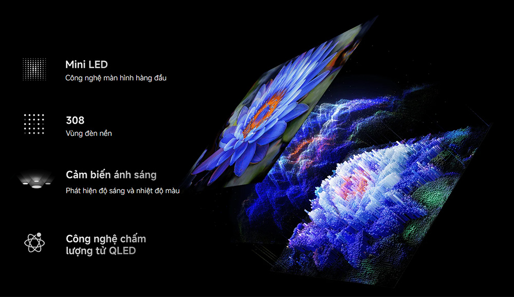 Google Tivi Xiaomi S Mini LED 4K 75 inch L75MC-SSEA Công nghệ QD-MiniLED với khả năng làm mờ cục bộ