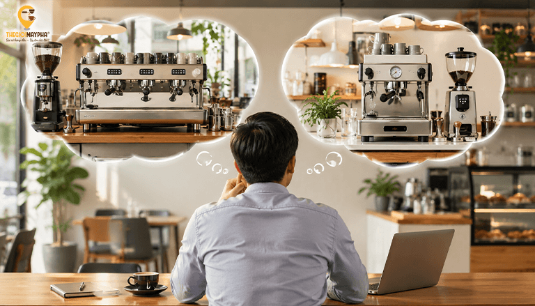 Từ xe cafe mang đi đến quán lớn: Chọn máy pha cà phê thế nào?