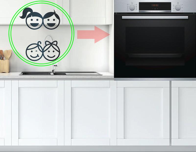Lò nướng âm Bosch HBA534BS0A Bosch HBA534BS0A trang bị khóa trẻ em an toàn 