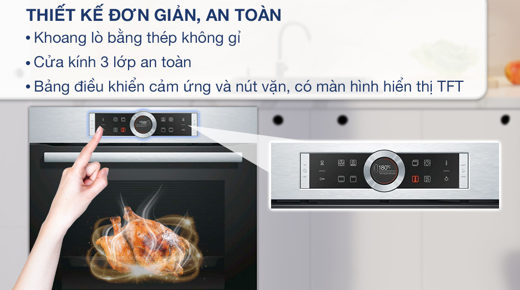 Lò nướng lắp âm Bosch HMH.HBG633BS1A 71 lít - Thiết kế Lò nướng âm Bosch HBG633BS1A Lò nướng lắp âm Bosch HMH.HBG633BS1A 71 lít - Thiết kế