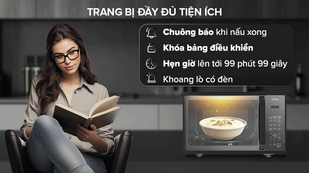 Lò vi sóng Toshiba MM-EM25PE(BM) 25 lít - Tiện ích Lò vi sóng Toshiba MM-EM25PE(BM) 25 lít - Tiện ích