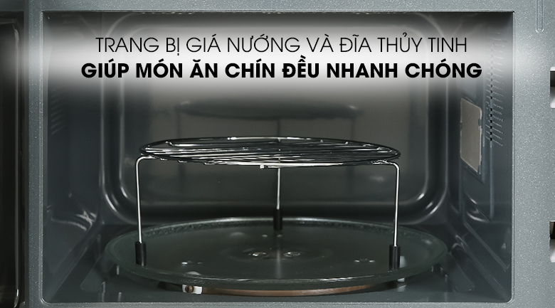 Lò vi sóng có nướng Galanz D90D25ETL-ZWA 25 lít Gía nướng và đĩa thủy tinh Lò vi sóng Galanz D90D25ETL-ZWA 25 lít