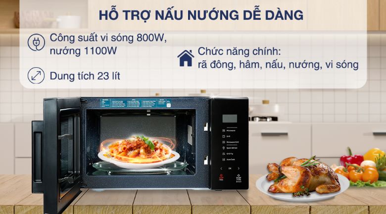 Lò vi sóng có nướng Samsung MG23T5018CK/SV 23 Lít - Dung tích Lò vi sóng có nướng Samsung MG23T5018CK/SV 23 Lít - Dung tích