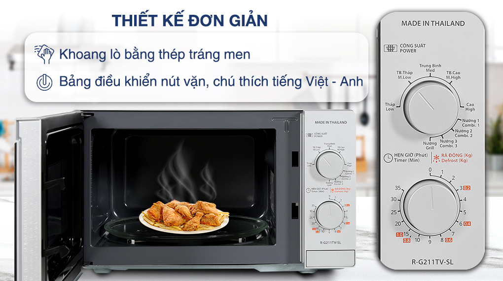 Lò vi sóng có nướng Sharp R-G211TV-SL 21 lít - thiết kế Lò vi sóng có nướng Sharp R-G211TV-SL Lò vi sóng có nướng Sharp R-G211TV-SL 21 lít - thiết kế