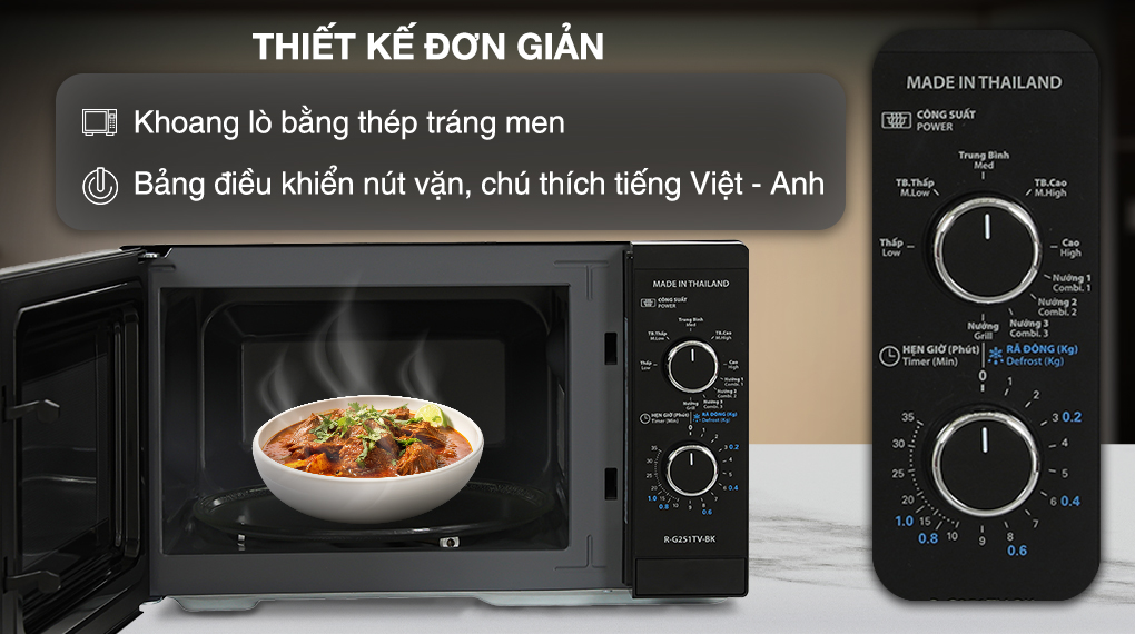 Lò vi sóng có nướng Sharp R-G251TV-BK 25 lít - Thiết kế Lò vi sóng có nướng Sharp R-G251TV-BK 25 lít Lò vi sóng có nướng Sharp R-G251TV-BK 25 lít - Thiết kế