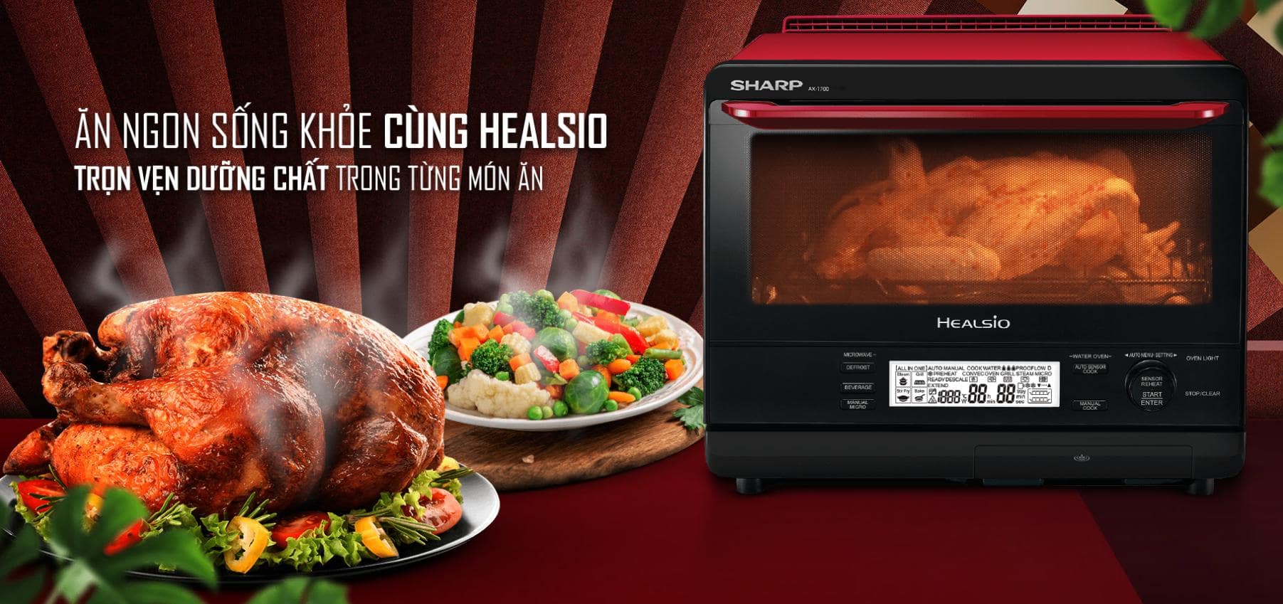 Lò vi sóng hơi nước Sharp 31 lít AX-1700VN(R)