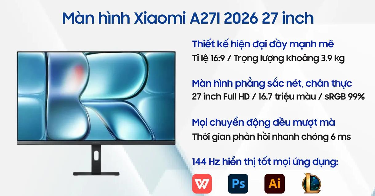 Màn hình máy tính Xiaomi 27 inch A27I 2026 Màn hình máy tính Xiaomi 27 inch A27I 2026