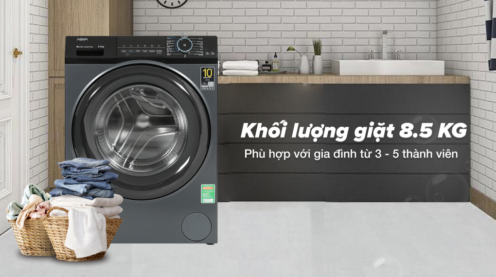 Máy giặt Aqua Inverter 8.5 kg AQD-A852J BK - Khối lượng giặt Máy Giặt Aqua Inverter 8.5 kg AQD-A852J(BK) Máy giặt Aqua Inverter 8.5 kg AQD-A852J BK - Khối lượng giặt