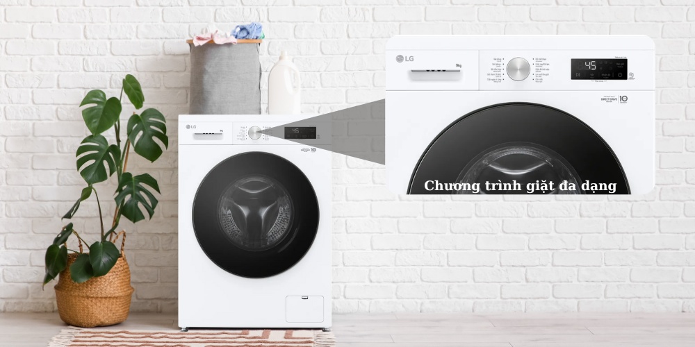 Máy Giặt LG Inverter 9 kg FB1209S5W LG FB1209S5W được tích hợp đa dạng chương trình giặt