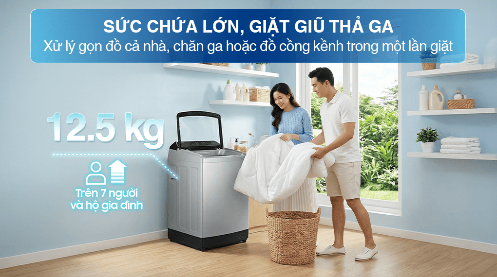 Máy Giặt Samsung Inverter 12.5 kg WA40F12E4LSV Máy giặt Samsung Inverter 12.5 kg WA40F12E4LSV
