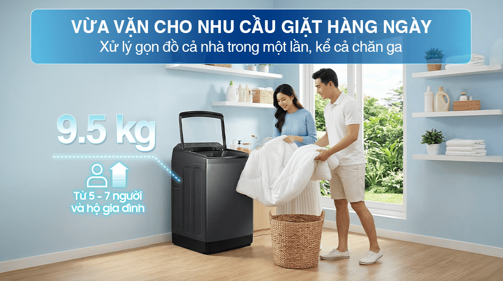 3-0-capacity Máy giặt Samsung Inverter 9.5 kg WA40F95E1CSV