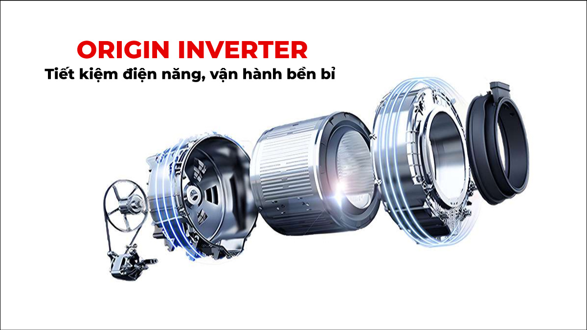 Máy Giặt Toshiba 10.5 kg TW-T25BZU115MWV(MG) Công nghệ Origin Inverter giúp tối ưu điện năng hiệu quả