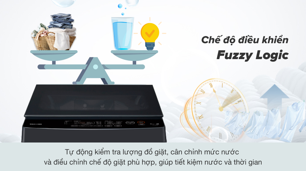 Máy Giặt Toshiba 8 kg AW-M905BV(MK) Máy giặt Toshiba 8 kg AW-M905BV(MK) - Công nghệ suy luận ảo Fuzzy Logic