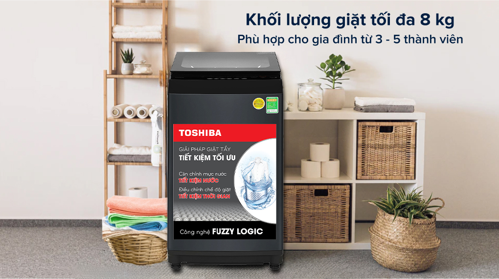 Máy Giặt Toshiba 8 kg AW-M905BV(MK) Máy giặt Toshiba 8 kg AW-M905BV(MK) - Khối lượng giặt