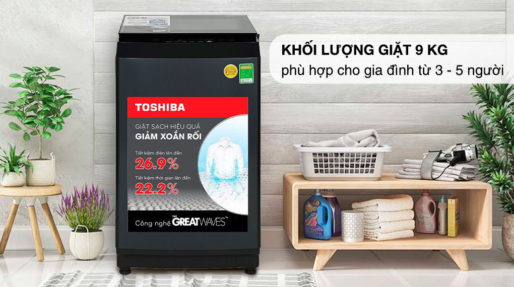 Máy Giặt Toshiba 9 kg AW-M1000FV(MK) Khối lượng giặt Máy giặt Toshiba 9 kg AW-M1000FV(MK)