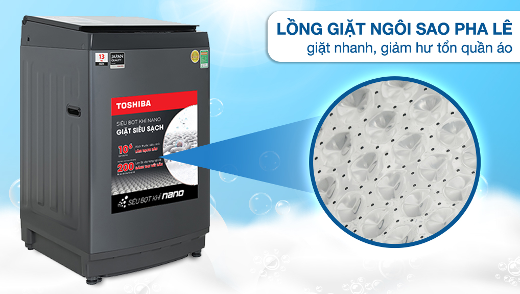 Lồng giặt ngôi sao Máy giặt Toshiba Inverter 13 kg AW-DUM1400LV (MK) Máy Giặt Toshiba Inverter 13 kg AW-DUM1400LV(MK) Lồng giặt ngôi sao Máy giặt Toshiba Inverter 13 kg AW-DUM1400LV (MK)
