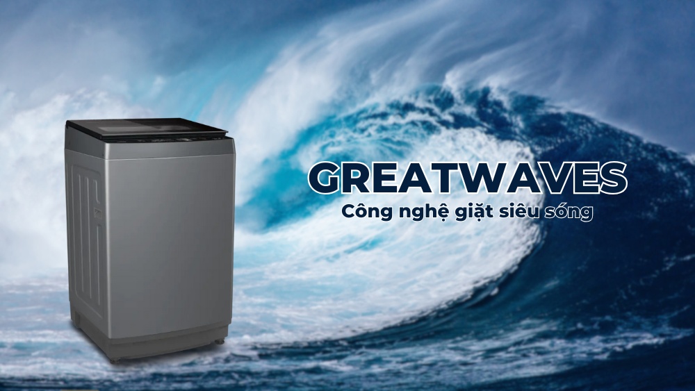Máy Giặt Toshiba Inverter 17 kg AW-DUN1800MV(SG) Công nghệ giặt siêu sóng GreatWaves tăng cường khả năng giặt sạch quần áo