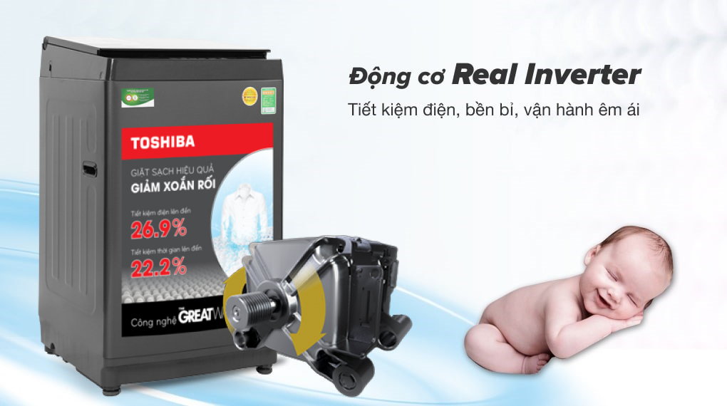 Máy Giặt Toshiba Inverter 9 kg AW-DK1000FV(KK) Máy giặt Toshiba Inverter 9.0 kg AW-DK1000FV(KK) - Công nghệ Inverter