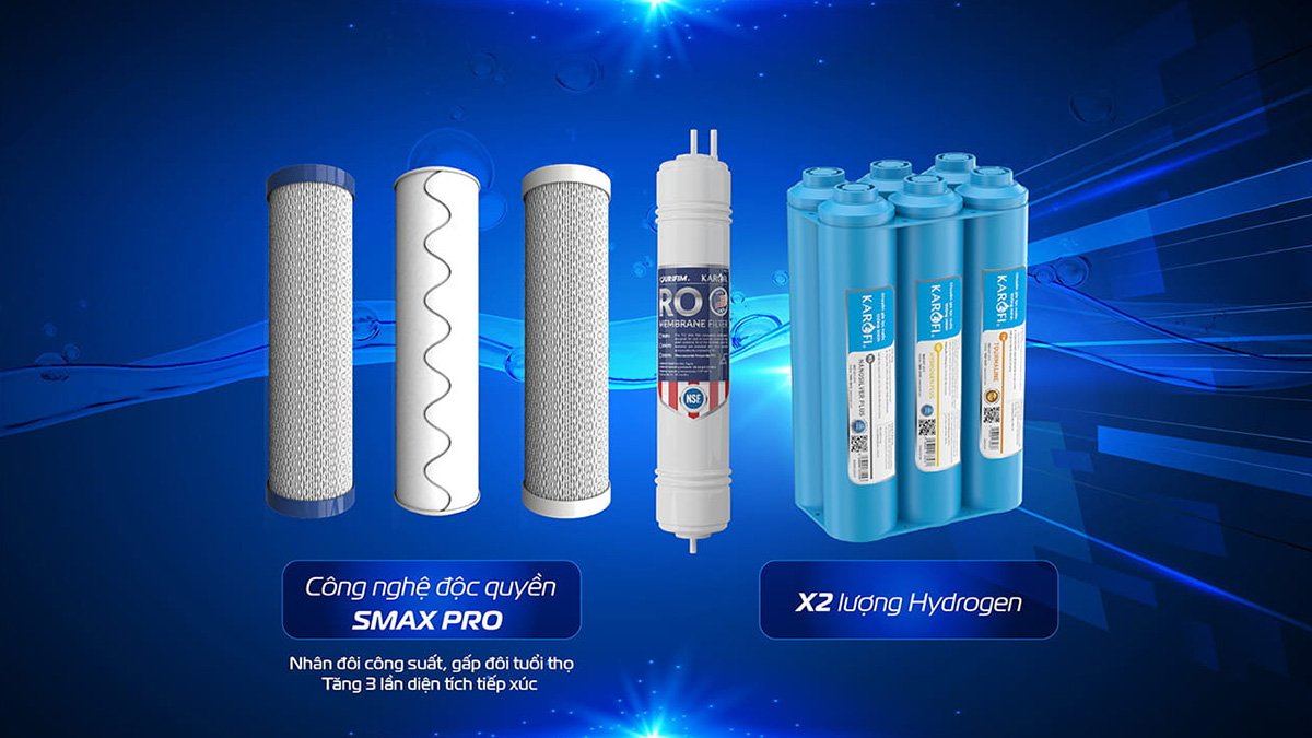 Máy Lọc Nước Nóng Lạnh Karofi KAD-N69 Karofi KAD-N69 trang bị hệ thống 10 lõi lọc hoàn toàn mới