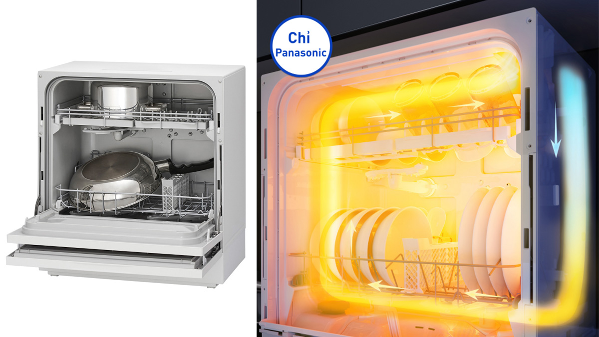 Máy Rửa Chén Panasonic NP-TH1WEVN Panasonic NP-TH1WEVN có thể sấy khô hoàn toàn ở nhiệt độ cao
