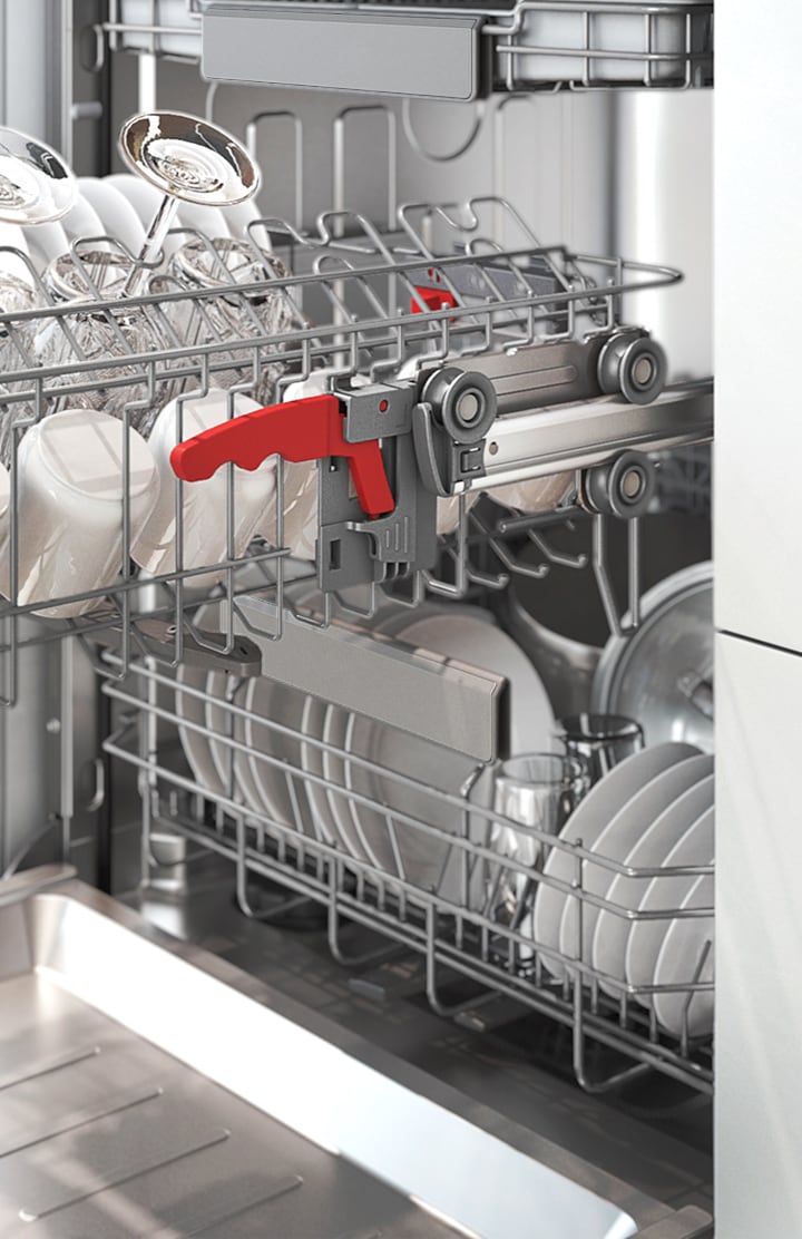 may-rua-chen-samsung-dw60cg550fsgsv-50658-2 Máy Rửa Chén Samsung DW60CG550FSGSV Hiển thị một giá đựng đầy bát đĩa, có thể được kéo ra dễ dàng bằng hệ thống Tay vịn mềm.