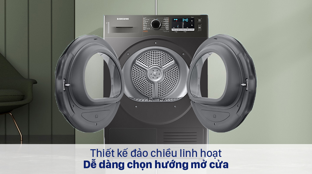 Máy sấy bơm nhiệt Samsung 9 kg DC90TA240AX/SV - Cửa đảo chiều Máy Sấy Bơm Nhiệt Samsung 9 Kg DV90TA240AX/SV Máy sấy bơm nhiệt Samsung 9 kg DC90TA240AX/SV - Cửa đảo chiều
