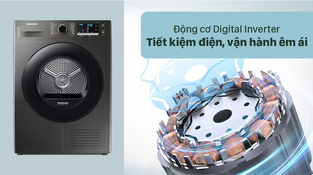 Máy sấy bơm nhiệt Samsung 9 kg DC90TA240AX/SV - Động cơ Digital Inverter Máy Sấy Bơm Nhiệt Samsung 9 Kg DV90TA240AX/SV Máy sấy bơm nhiệt Samsung 9 kg DC90TA240AX/SV - Động cơ Digital Inverter