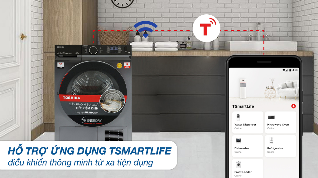 Máy Sấy Bơm Nhiệt Toshiba 10 Kg TD-BK110GHV(MK) Máy sấy bơm nhiệt Toshiba 10 kg TD-BK110GHV(MK) - Tiện ích