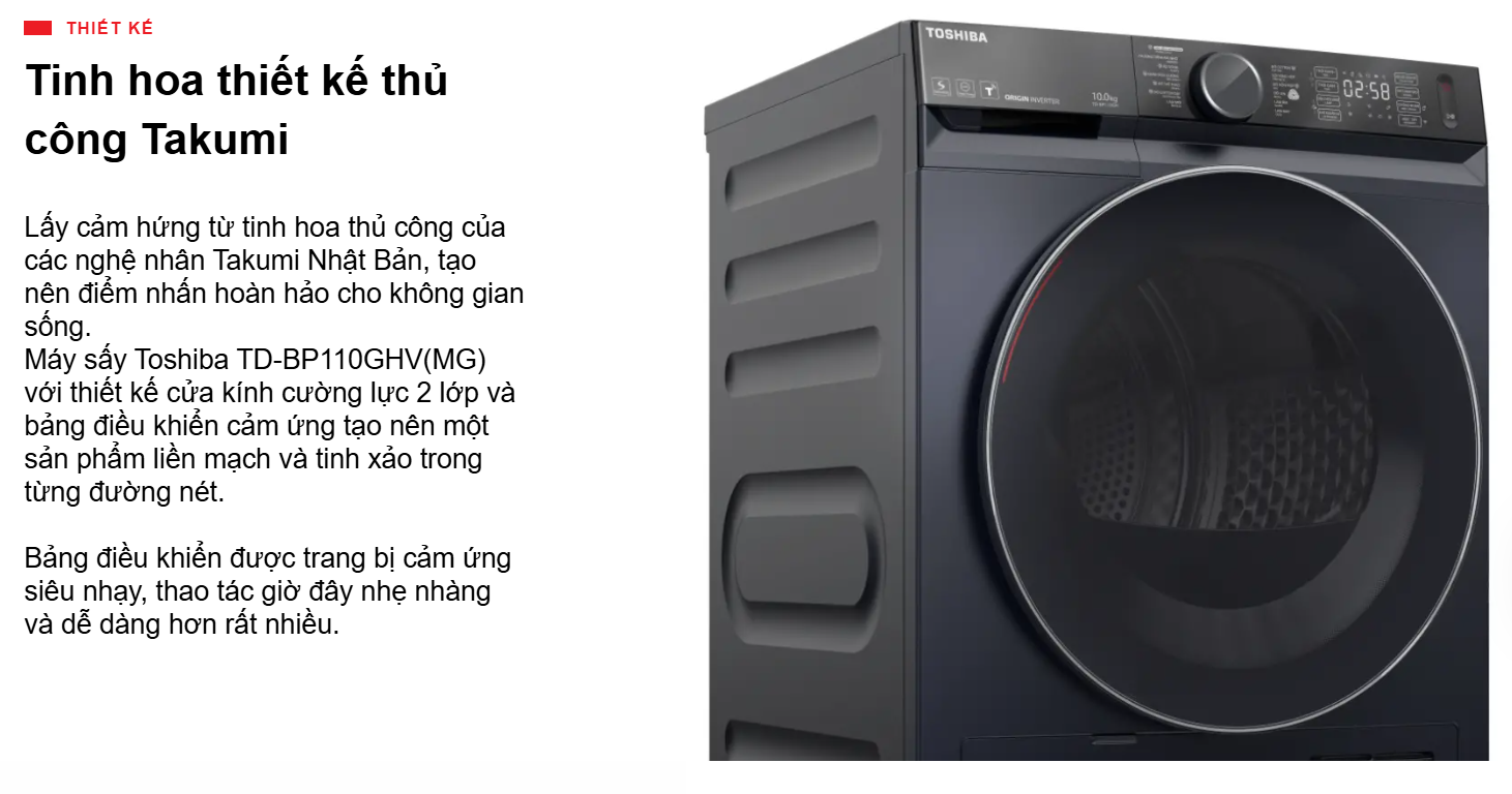Máy Sấy Bơm Nhiệt Toshiba 10 Kg TD-BP110GHV(MG) Máy sấy bơm nhiệt Toshiba 10 kg TD-BP110GHV(MG)