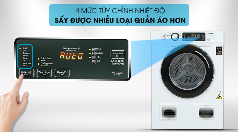 Máy Sấy Thông Hơi Aqua 7 Kg AQH-V700FW Máy sấy Aqua 7 KG AQH-V700FW - 4 mức sấy