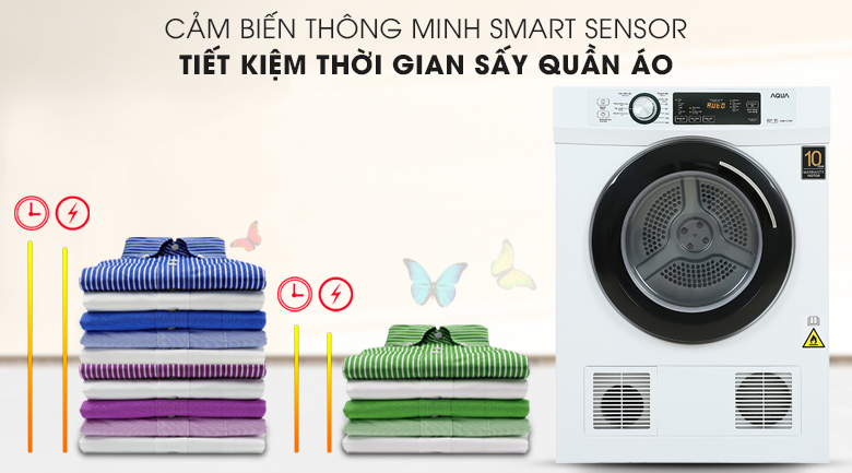 Máy Sấy Thông Hơi Aqua 7 Kg AQH-V700FW Máy sấy Aqua 7 KG AQH-V700FW - Cảm biến Smart sensor