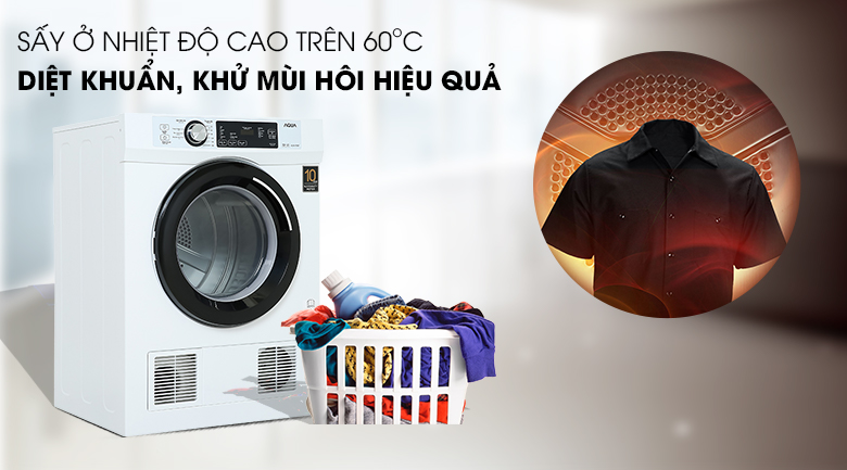Máy Sấy Thông Hơi Aqua 7 Kg AQH-V700FW Máy sấy Aqua 7 KG AQH-V700FW - Diệt khuẩn