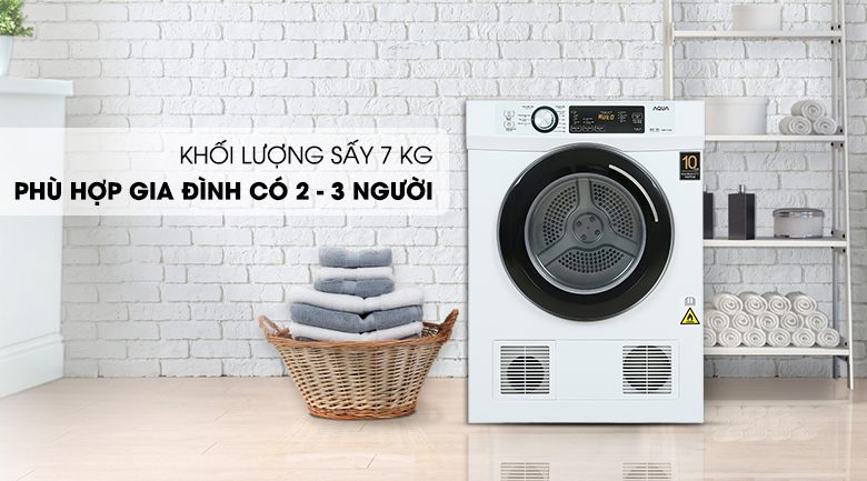 Máy Sấy Thông Hơi Aqua 7 Kg AQH-V700FW Máy sấy Aqua 7 KG AQH-V700FW - khối lượng sấy