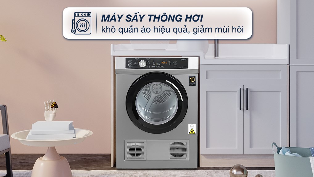 Máy Sấy Thông Hơi Aqua 8 Kg AQH-V800H(SS) Máy sấy thông hơi Aqua 8 kg AQH-V800H(SS)