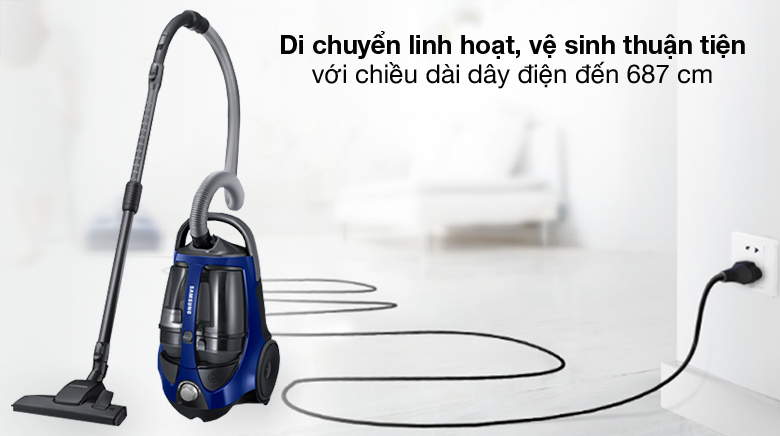 Dây điện 687 cm - Máy hút bụi Samsung VCC8836V36/XSV Máy hút bụi dạng hộp Samsung VCC8836V36/XSV Dây điện 687 cm - Máy hút bụi Samsung VCC8836V36/XSV