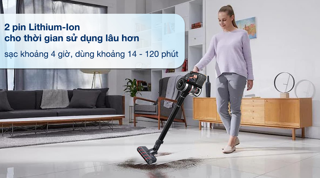 Dung lượng pin Máy hút bụi lau nhà LG A9K-ULTRA Dung lượng pin