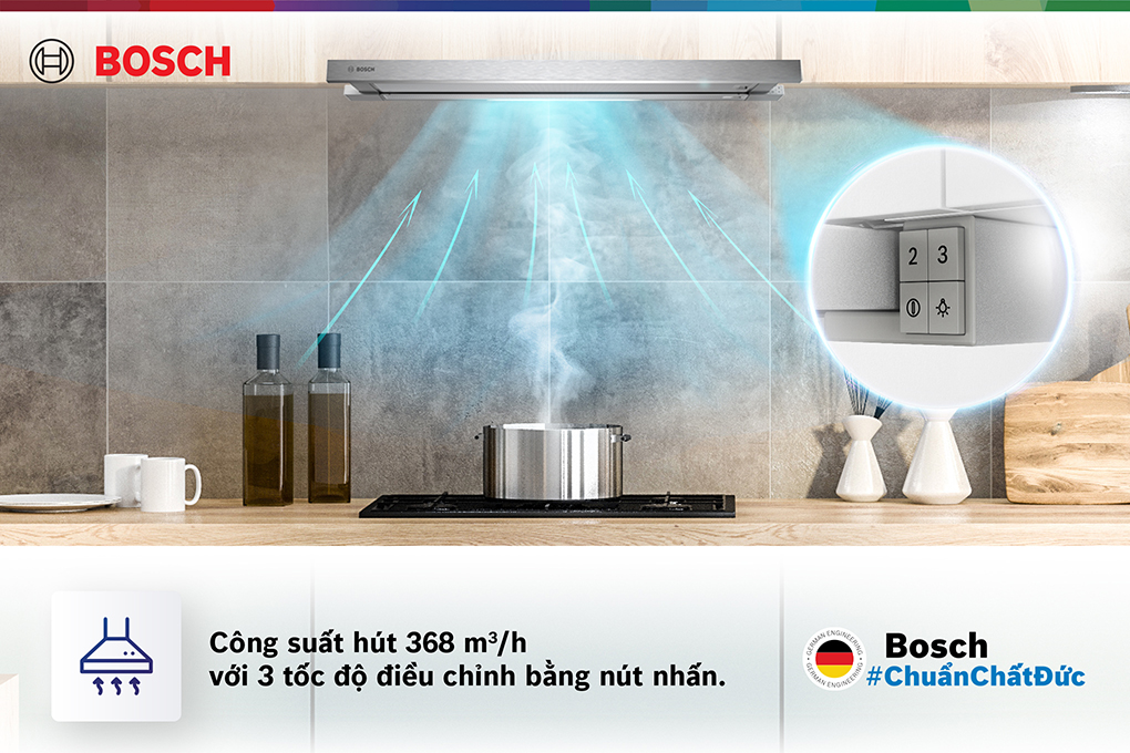 Máy hút mùi âm tủ Bosch DFT63AC50 Công suất hút - Máy hút mùi âm tủ Bosch DFT63AC50