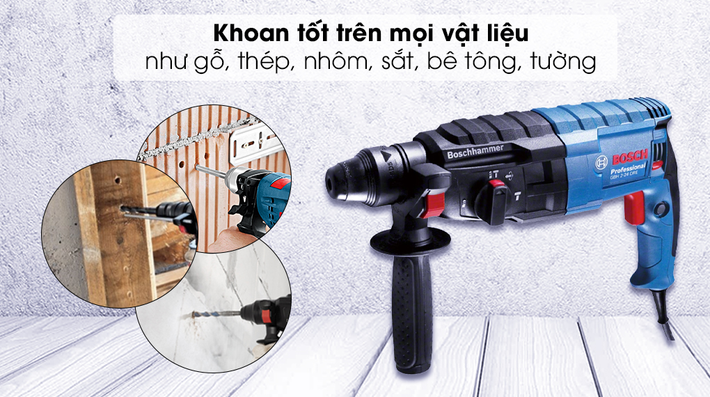 Máy khoan búa Bosch GBH 2-24 DRE - Khoan bề mặt Máy khoan búa điện Bosch GBH 2-24 DRE Máy khoan búa Bosch GBH 2-24 DRE - Khoan bề mặt