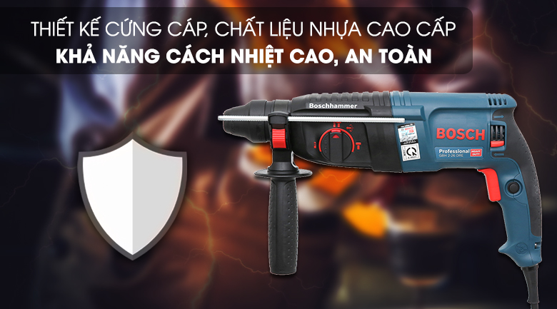 Thiết kế máy cứng cáp, tay cầm chắc chắn - Máy khoan búa Bosch GBH 2-26 DRE Máy khoan búa điện Bosch GBH 2-26 DRE Máy khoan búa điện Bosch GBH 2-26 DRE