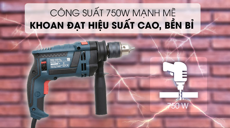Máy khoan động lực Bosch GSB 16 RE (Vali nhựa) Hiệu suất hoạt động cao, mạnh mẽ - Máy khoan động lực Bosch GSB 16 RE