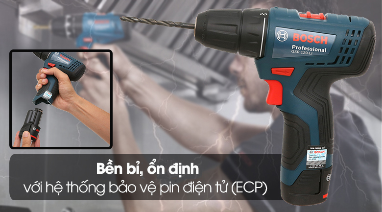 Máy khoan vặn vít pin Bosch GSR 120-LI GEN II Máy khoan vặn vít pin Bosch GSR 120-LI - Hệ thống bảo vệ pin ổn định